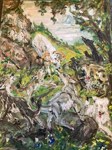 Fred Adell - Wildlife Artist Dogs (wild) and Wolves Mixed Media(Ink, watercolor, tempera) on watercolor paper