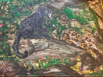Fred Adell - Wildlife Artist Cats (wild) Mixed Media (Ink, watercolor, tempera) on illustration board
