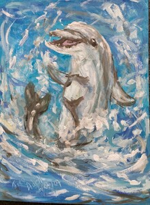 Fred Adell - Wildlife Artist Mammals - Cetaceans (whales, dolphins, porpoises) Mixed Media (Ink, watercolor, tempera) on illustration board
