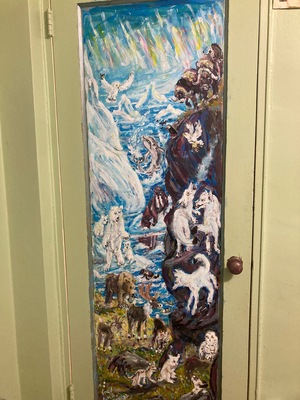 Fred Adell - Wildlife Artist "ALASKAN ARCTIC"  Acrylic on inset (door) panel.