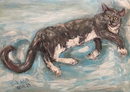 Fred Adell - Wildlife Artist Cats - Domesticated Mixed Media (Ink, watercolor, tempera) on watercolor paper