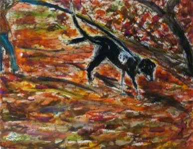 Fred Adell - Wildlife Artist Dogs - Domesticated mixed media on paper