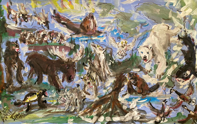 Fred Adell - Wildlife Artist Political Cartoons Mixed Media (Ink, watercolor, tempera) on watercolor paper.