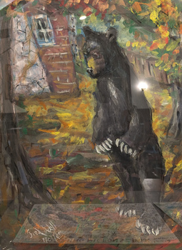 Fred Adell - Wildlife Artist Bears Mixed Media (Ink. watercolor, tempera, color pencils) on primed (gesso) cardboard