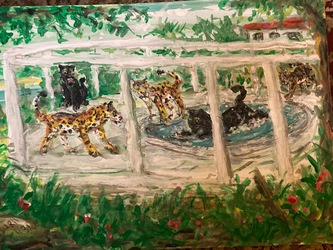 Fred Adell - Wildlife Artist Cats (wild) Mixed Media (Ink, watercolor, tempera, color pencils) on illustration board