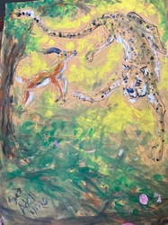 Fred Adell - Wildlife Artist Cats (wild) Mixed Media (Ink, watercolor, tempera) on watercolor paper