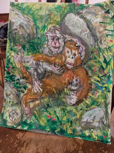 Fred Adell - Wildlife Artist Mammals - Primates Mixed Media (Ink, watercolor, tempera, color pencils) on Bristol Paper