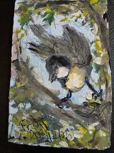 Fred Adell - Wildlife Artist Works on Paper Mixed Media (Ink, watercolor, tempera. color pencils) on cardboard