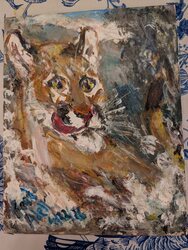 Fred Adell - Wildlife Artist Cats (wild) Acrylic on canvas panel