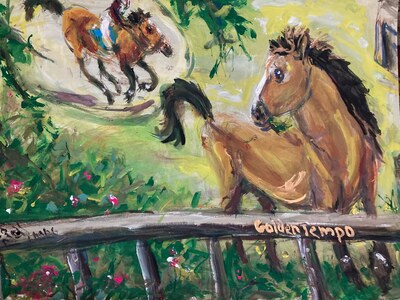 Fred Adell - Wildlife Artist Giraffes and Horses Mixed Media (Ink, watercolor, tempera, color pencils) on illustration board