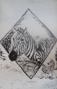 Fred Adell - Wildlife Artist Giraffes and Horses India Ink on illustration board