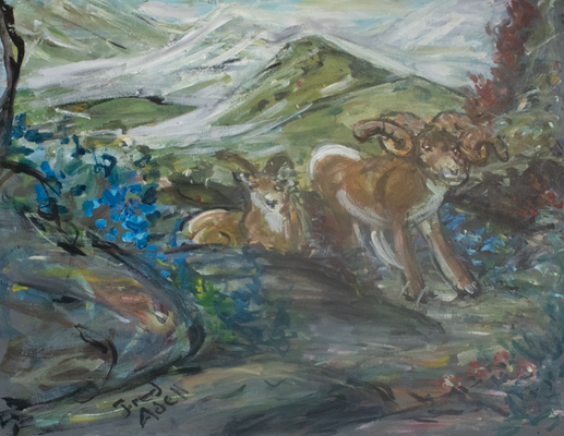 Fred Adell - Wildlife Artist Antelopes Acrylic on canvas panel