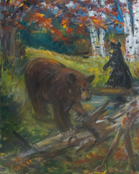 Fred Adell - Wildlife Artist Bears acrylic, on pre-stretched canvas.