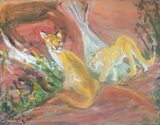 Fred Adell - Wildlife Artist Cats (wild) Acrylic on canvas panel