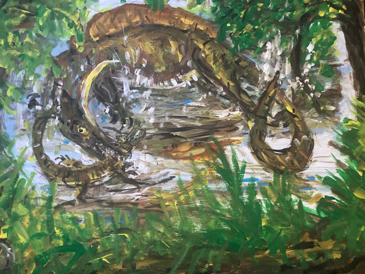 Fred Adell - Wildlife Artist Prehistoric Life mixed media (ink, watercolor, tempera, color pencils) on illustration board