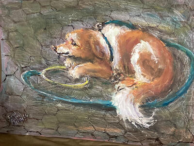 Fred Adell - Wildlife Artist Dogs - Domesticated  Mixed Media (Ink, watercolor, tempera, color pencils) on watercolor paper