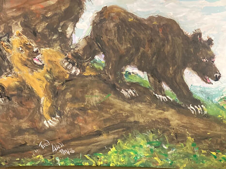 Fred Adell - Wildlife Artist Bears Mixed Media (Ink, watercolor, tempera, color pencils) on illustration board