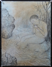  Paleolithic Picnic Graphite and Pastel