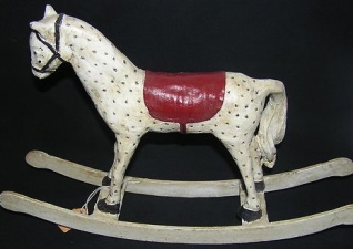 Garvey Rita  Art & Antiques Rocking Horse Painted cast iron on wooden frame