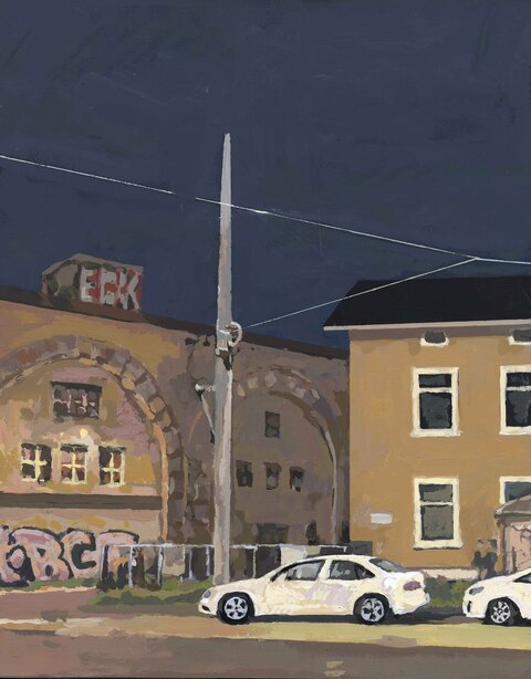 George Rush Night Watch acrylic gouache on paper mounted on board,