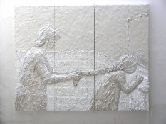 Gilda Pervin  Panels Portland cement, sand, acrylic paint, on wood