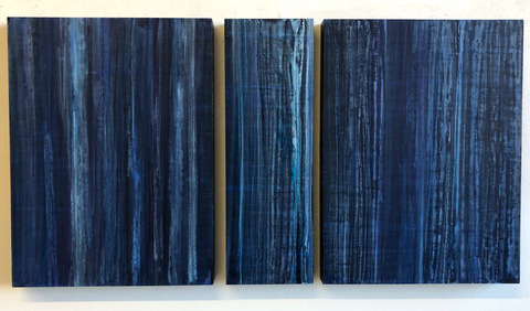 Ginny Fox paintings on panels Acrylic on three panels