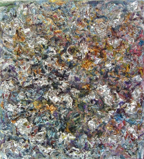 Guy Romagna  earlier paintings oil paint on crinkled aluminum