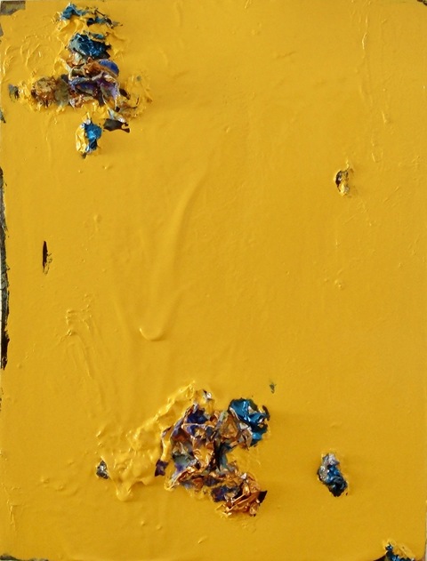 Guy Romagna yellow paintings oil paint and aluminum on honeycomb cardboard
