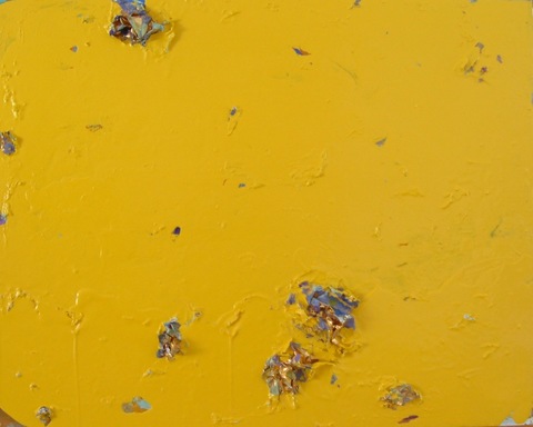 Guy Romagna yellow paintings alkyd paint on aluminum and honeycomb cardboard