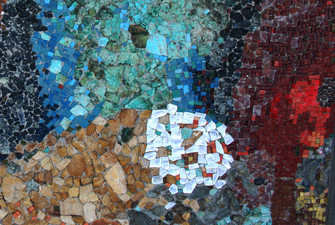 Harry Powers Cosmology Stone. smalti mosaic in concrete