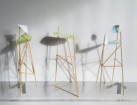 Heather Swenson Observation Towers paper, wooden dowels