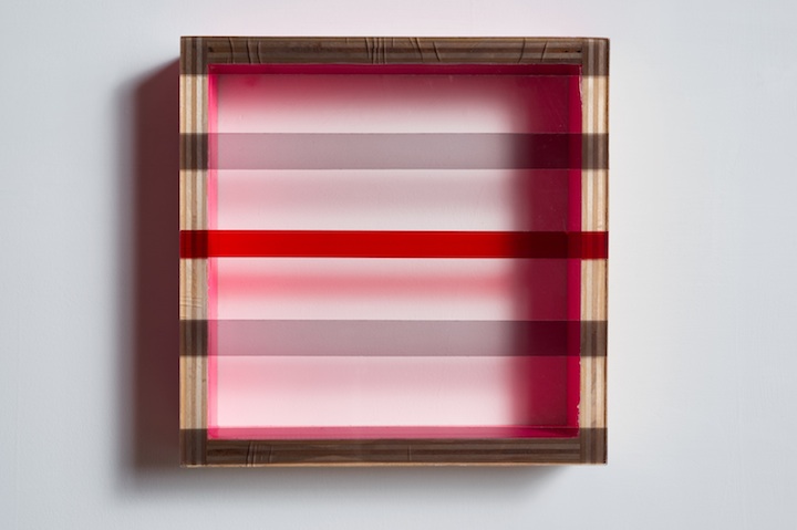 HEATHER  HUTCHISON WORKS 2010-2014  Plexiglas, birch, Pink duct tape, smoke adhesive tape, rubylith.