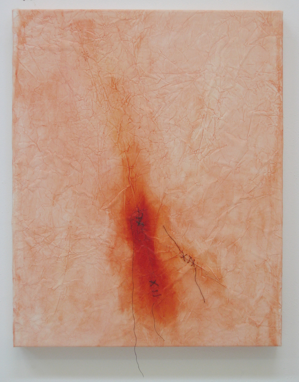 HEIDI BARKUN  Oil paint and thread on Terraskin paper, mounted on canvas