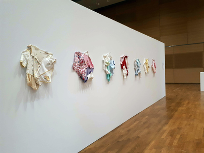 HEIDI BARKUN Unnamed [Fertility Fest, June 24 - 26, 2019] Used baby clothes, thread, dissection pins