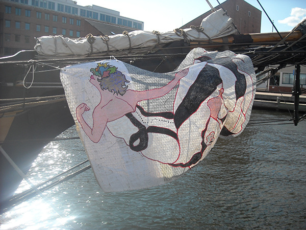  Pride of Baltimore II painted sailcloth