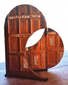 HJ BOTT 	SCULPTURE, DoV heavy acrylic gels on wood ( a complete door)