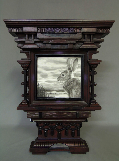 Holly Lane Carved Frame/Paintings Mixed Medium: Graphite on Mylar, carved wood