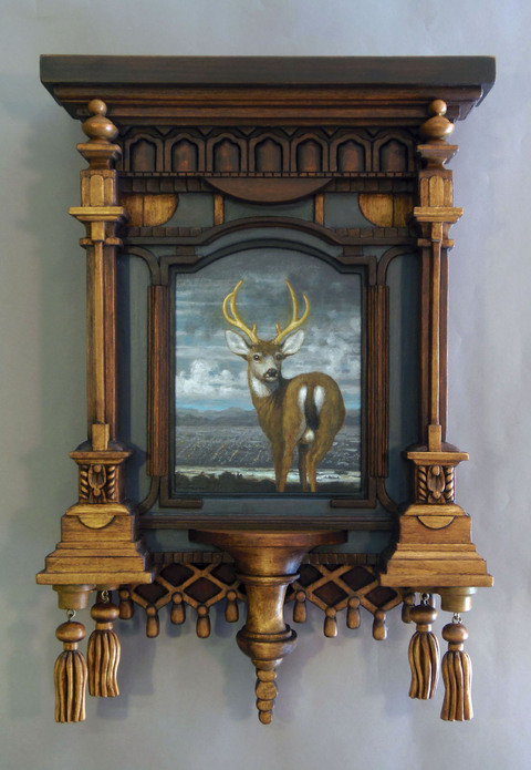 Holly Lane Carved Frame/Paintings Acrylic and carved wood