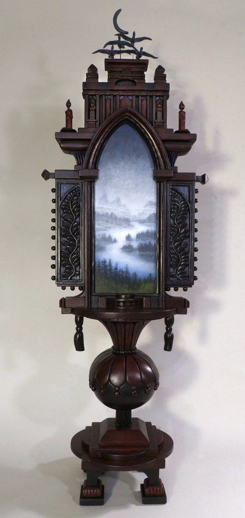 Holly Lane Carved Frame/Paintings Acrylic and carved wood