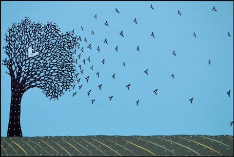 Imogen Gallery  Paper Cut Assemblage (paper, acrylic & nails on wood)