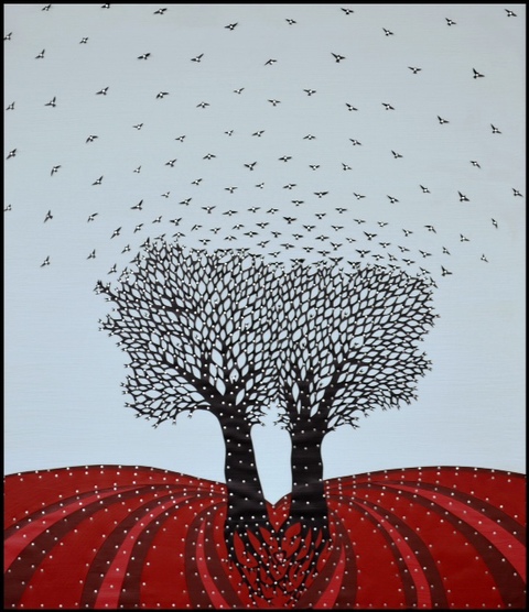 Imogen Gallery  Paper Cut Assemblage (paper, acrylic & nails on wood)