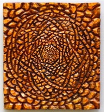 Imogen Gallery Tom Cramer Oil and copper leaf on carved wood relief