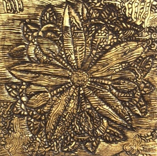 Imogen Gallery Tom Cramer Oil and 23kt Gold Leaf on Wood Carved Relief