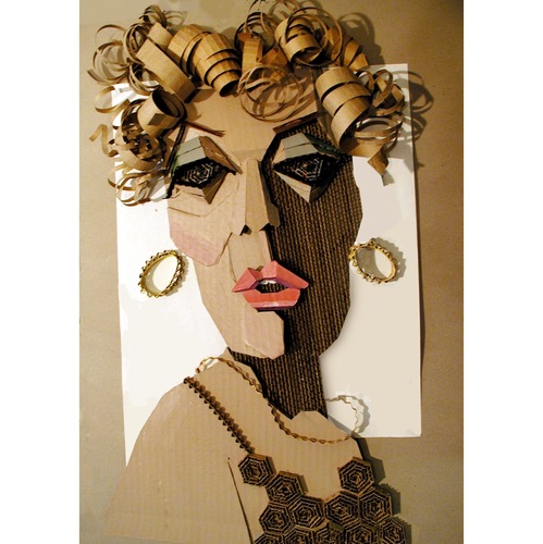 Ivan Sherman Out of the Box:Art created from Recycled Corrugated Boxes cut corrugated cardboard, acrylics 