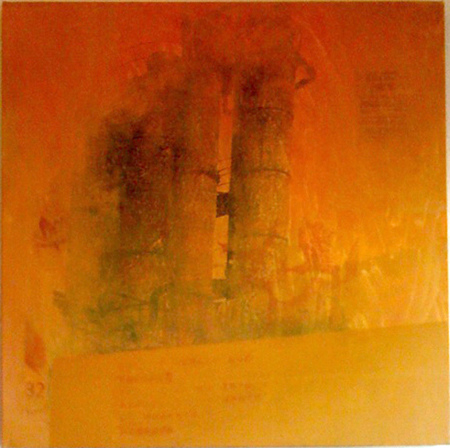 Silo love letter Photo Stencil Painting Screenprint, acrylic, transfer on canvas