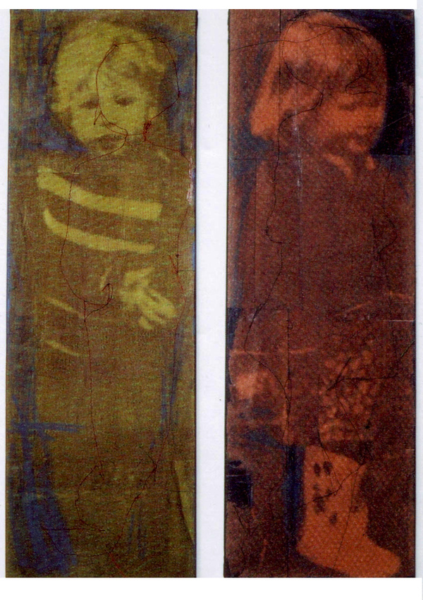  Photo-Netting  Digital prints, paper, pastel, netting, thread on canvas