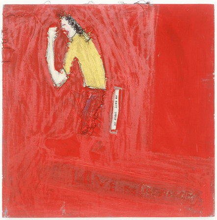 he didnt love me Embroidery Painting Acrylic, thread, pastel, ink on cotton