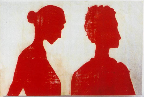 Right Man, Left Woman Photo Stencil Painting Screenprint on canvas