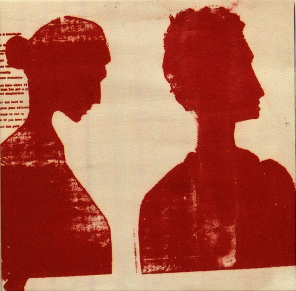 Right man, left woman (conversation) Photo Stencil Painting Screenprint on canvas