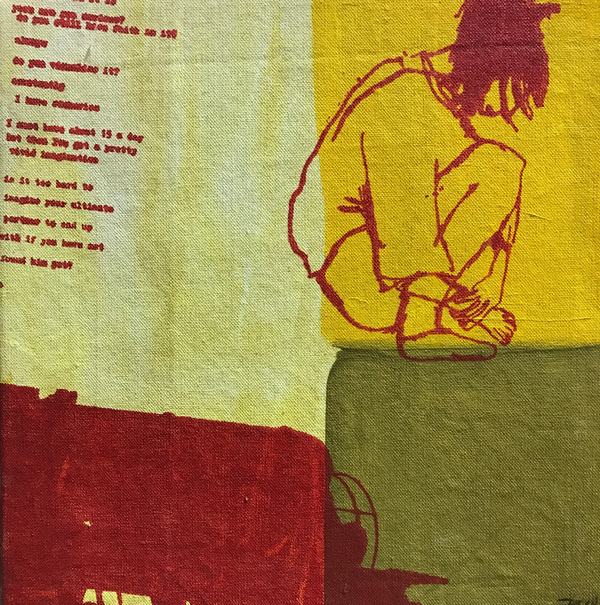 Crouch conversation Photo Stencil Painting Screenprint, Acrylic on canvas